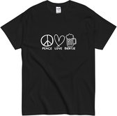 Humor Kado T Shirt - Dames Heren - Peace Love Biertje - Zomer BBQ Shirt - Zwart - S