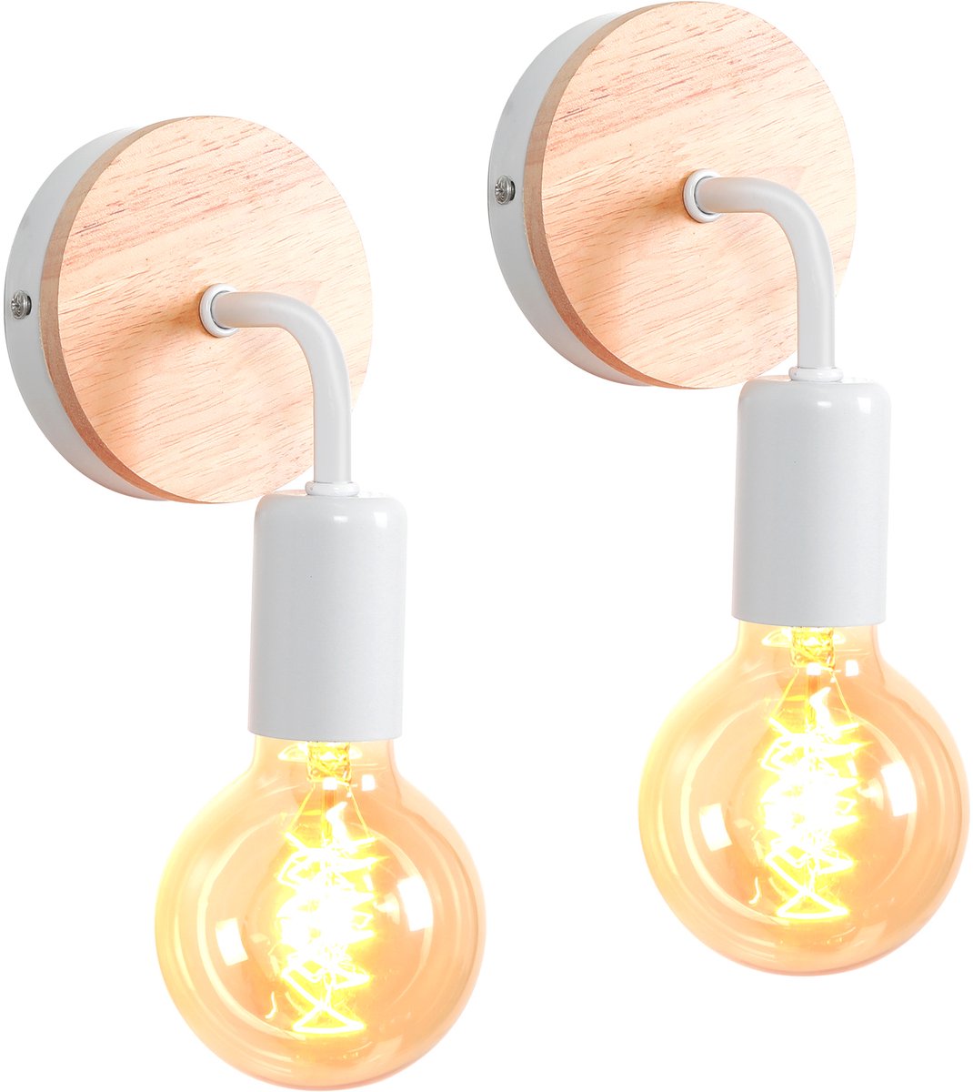 2 Stuks Wandlamp Binnen Retro Industriële Binnenwandverlichting voor Slaapkamer Woonkamer Gang Wit