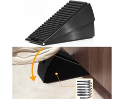Stevige deurstopper, wigvormige hoge deurstopper met verstelbare veer voor deuronderkant, veiligheidsrubber, deurwigstopper voor elke massieve deur 12.8X4.6X7.6cm (zwart)