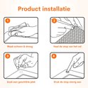Instructies in vier stappen voor het installeren van deurschoenen: schoonmaken, verwijderen, plaatsen en aandrukken.
