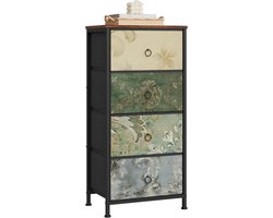 warraich-Productontwikkelaar van ladekasten met vier stoffen lades, metalen frame en romantisch bloemenmotief