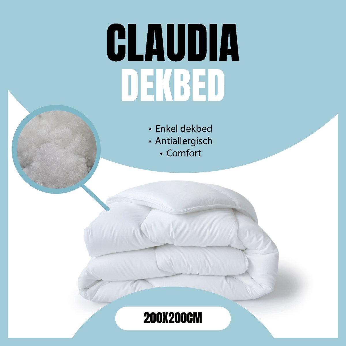 Claudia by Eleganzzz Enkel Dekbed - 200x200 cm - Winterdekbed - All Year Dekbed Enkel - Anti Allergie - 500gr/m2 - Enkel Dekbed 200x200 - Tweepersoons - Dekbedden