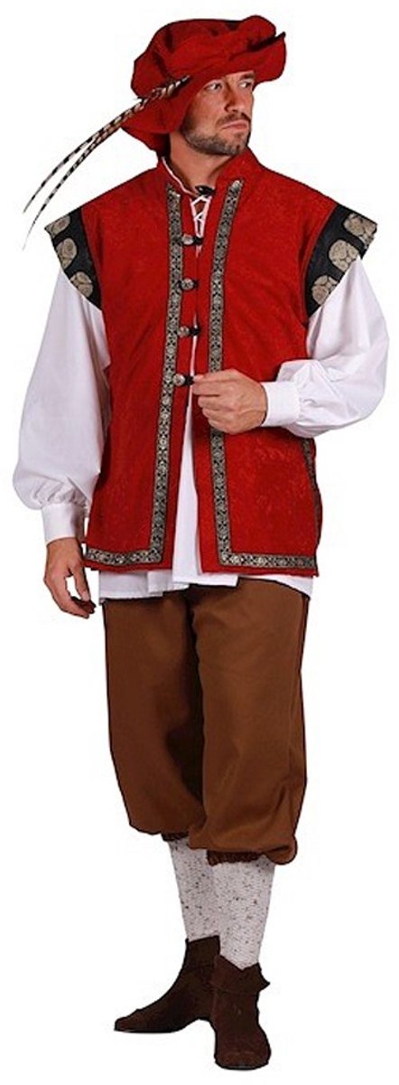 Middeleeuwse Marktman Heer Deluxe Kostuum - Bordeaux - Maat M