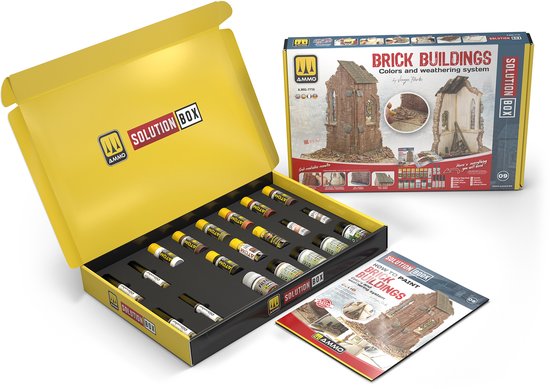 Boîte de solutions AMMO MIG 7710 9 - Bâtiments en briques pour dioramas de Modélisme - Set d'effets