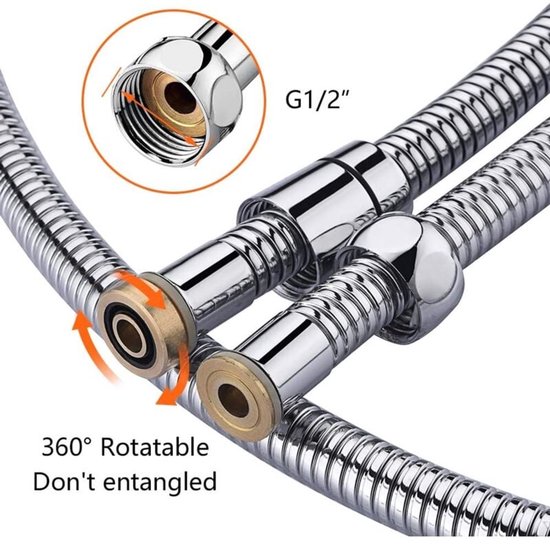 Flexible de douche universel (G1/2", 1,5 m) - flexible de douche anti-pliage - acier inoxydable - chrome
