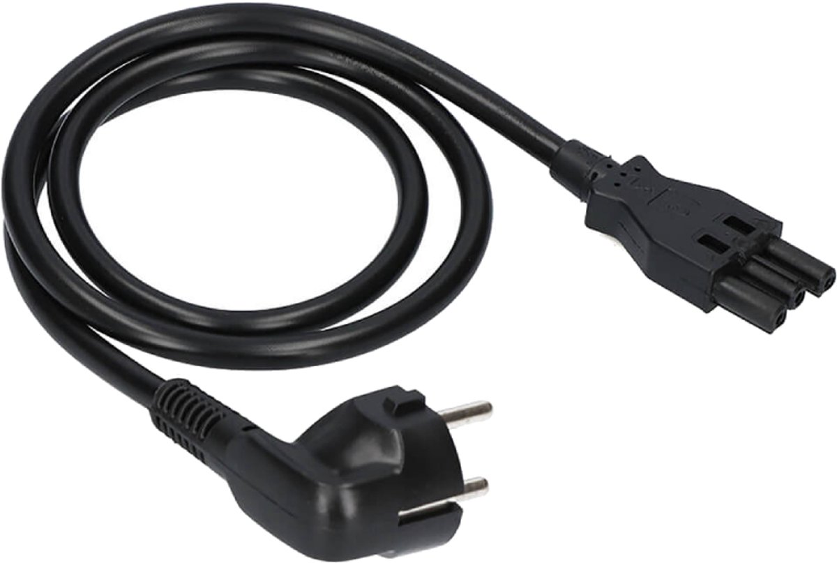 3-pin connector Stroomkabel - Schuko Haaks naar 3-pin connector - 3G1,50mm² - 3 meter - Zwart