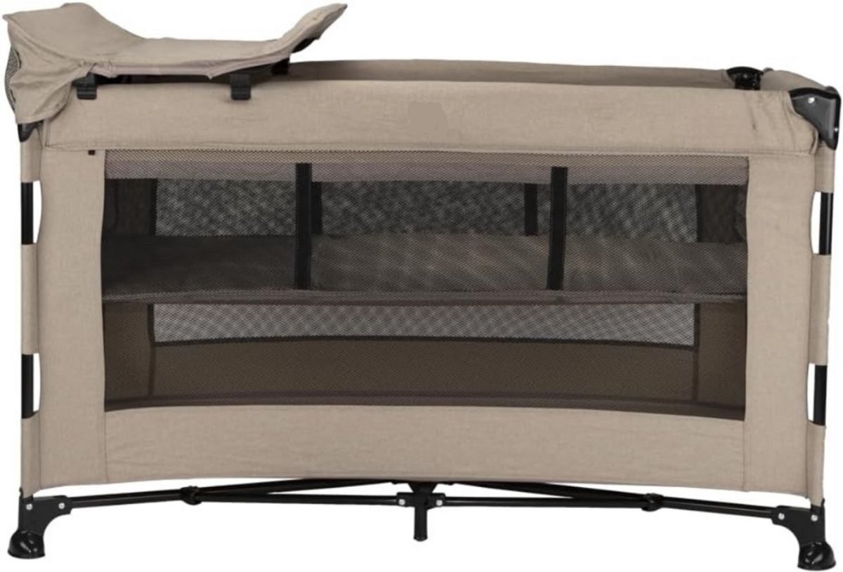 Thuys – Campingbedje Inclusief Matras – Reidsbed – 124cm x 64cm x 74cm – Beige