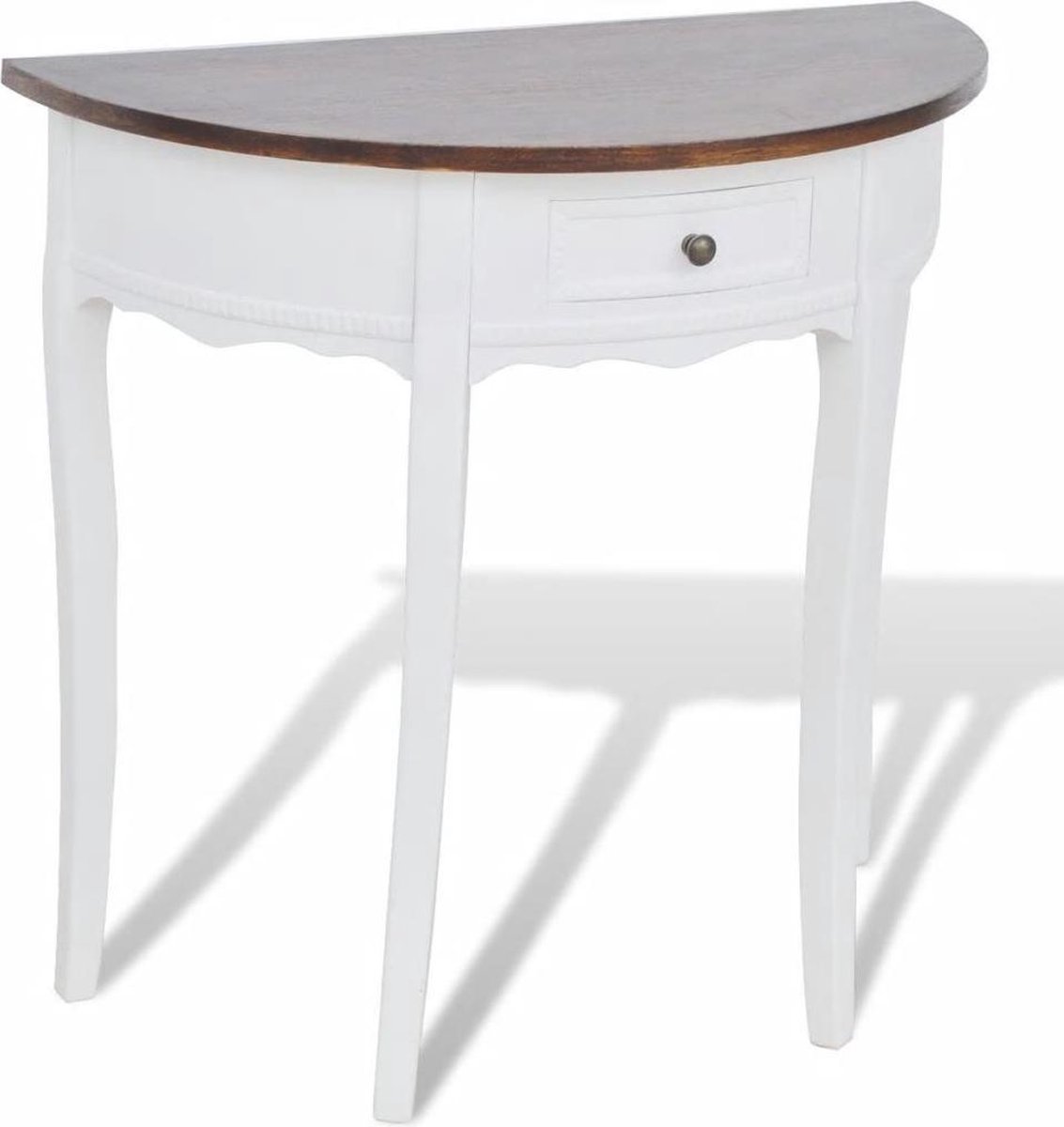 vidaXL Wandtafel - met - lade - halfrond - bruin