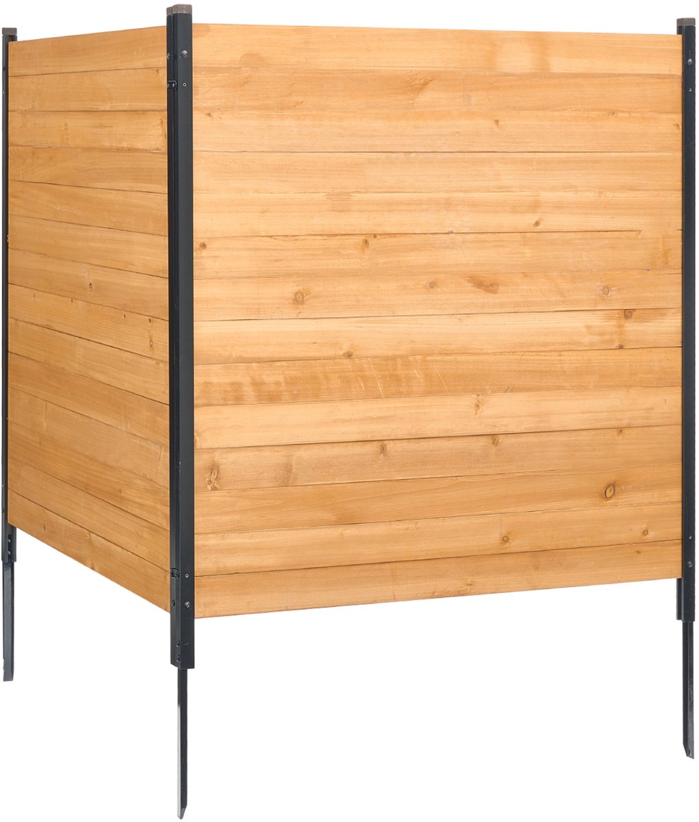 Shanghaimuxinmuyeyouxiangongsi Houten Privacyhekwerk, 1100x982 Mm, 2 Panelen, Lamellenhekwerk voor Airco-Units, Zwembadafscheiding met metalen Palen, Afvalemmerafdekking voor Buiten Als Decoratief Element thumbnail 2