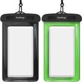 Waterdichte telefoonhoesjes - Drybag Set van 2 stuks - Onderwater Hoesje Telefoon voor Alle Telefoons - Waterdicht telefoonhoesje Earkings - Zwart & Groen