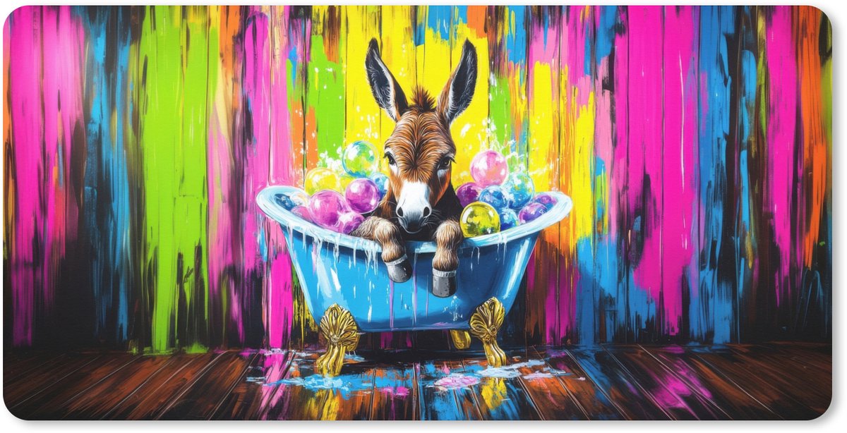Muismat XXL 80x40 cm - Bureau onderlegger - Bureau mat Ezel - Badkuip - Roze - Schuim - Bureaumat - Gaming mousepad xl - Bureaulegger groot - Computer deskmat
