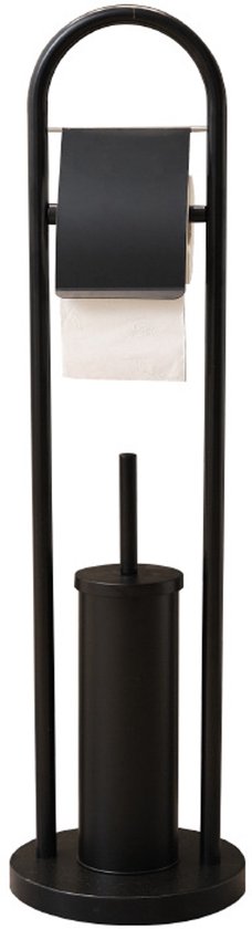 5five Staande Wc/toiletrolhouder Grijs Met Reservoir En Flexibele Stang 59 Cm Van Metaal Wc Rol Houder Toiletrol Houder