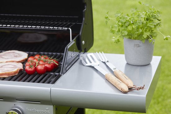 Barbecook BBQ set gereedschap - Met ophanglus - RVS - Hout - 47cm