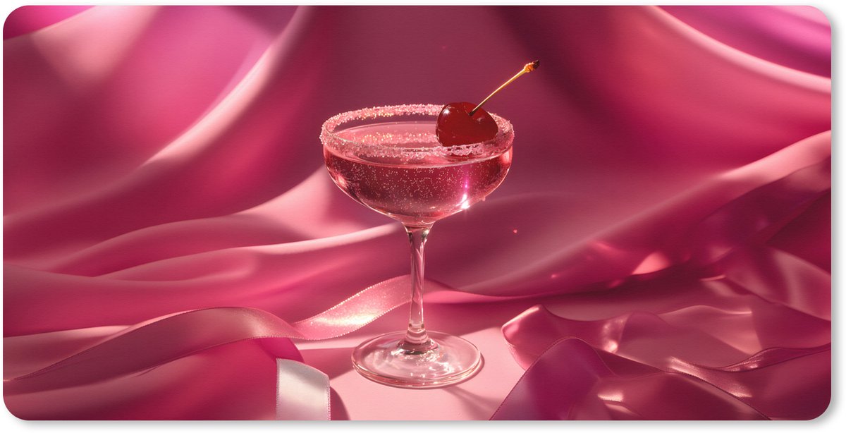 Muismat XXL 90x45 cm - Bureau onderlegger - Bureau mat Cocktail - Pink - Luxe - Bureaumat - Gaming mousepad xl - Bureaulegger groot - Computer deskmat