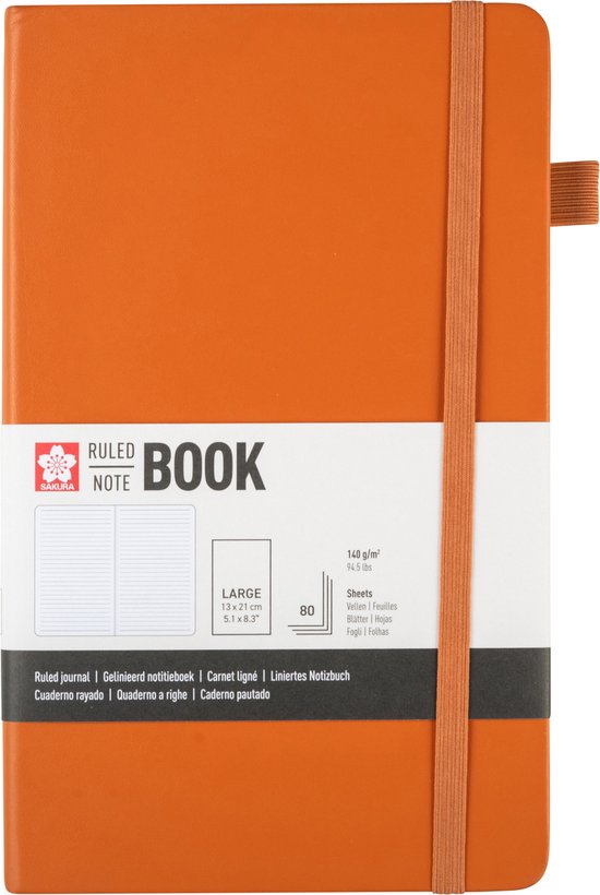 Carnet à couverture rigide ligné Sakura grand format Ambre