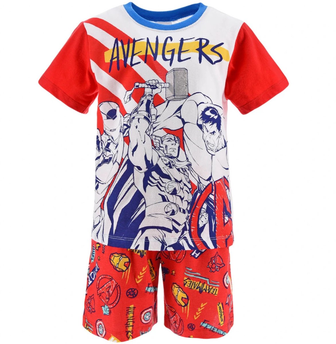 Marvel Avengers - Shortama - Maat 116 - Pyjama met korte broek en t-shirt - Rood