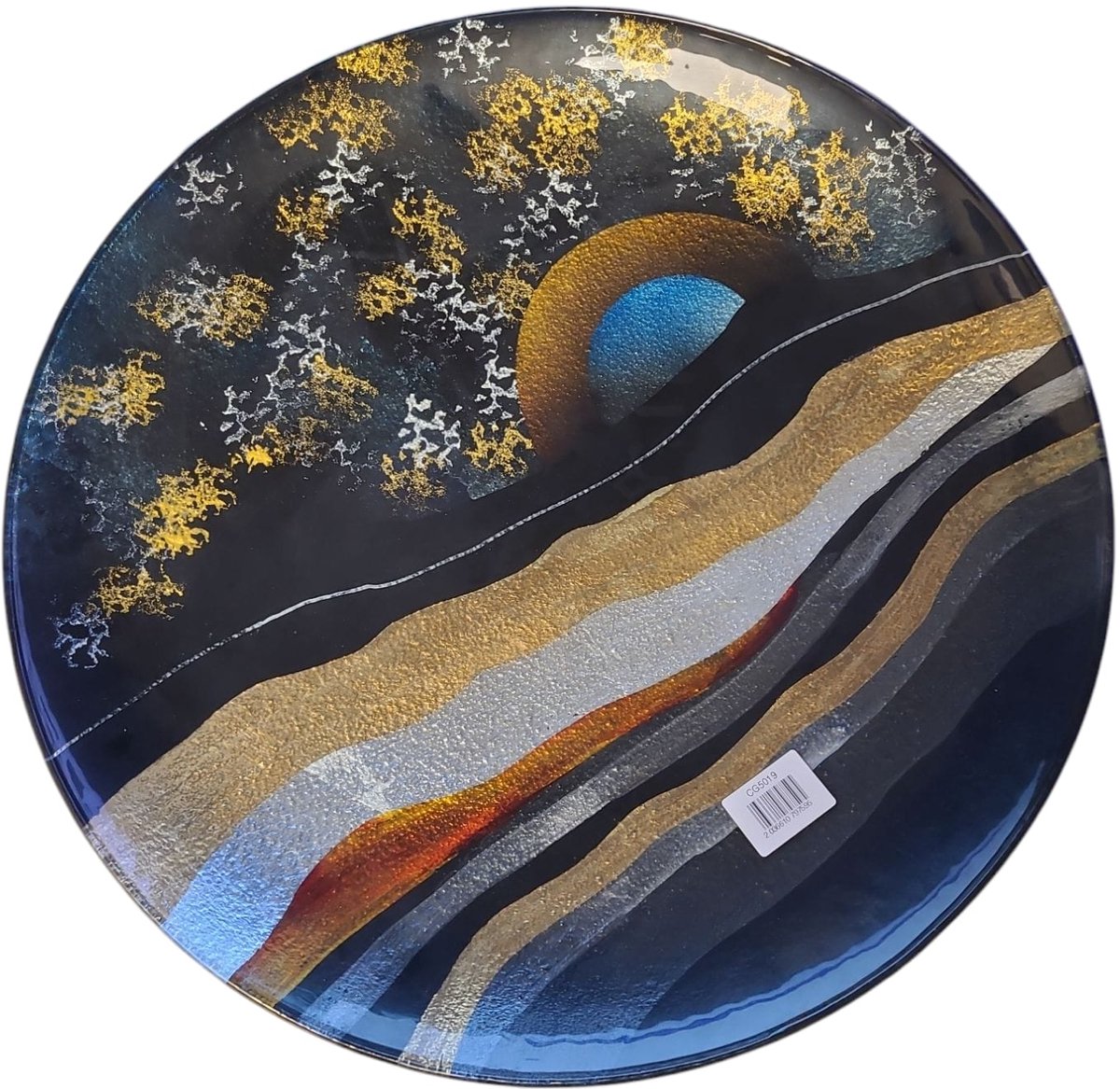 Glazen schaal - 47 cm rond - ronde schaal Sunrise - decoratief glaswerk