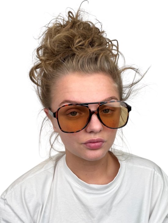 Retro Aviator Zonnebril - Luipaard/Bruin - Fashion Favorite van Merkloos — afbeelding 4