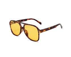 Retro Aviator Zonnebril - Luipaard/Geel | Fashion Favorite
