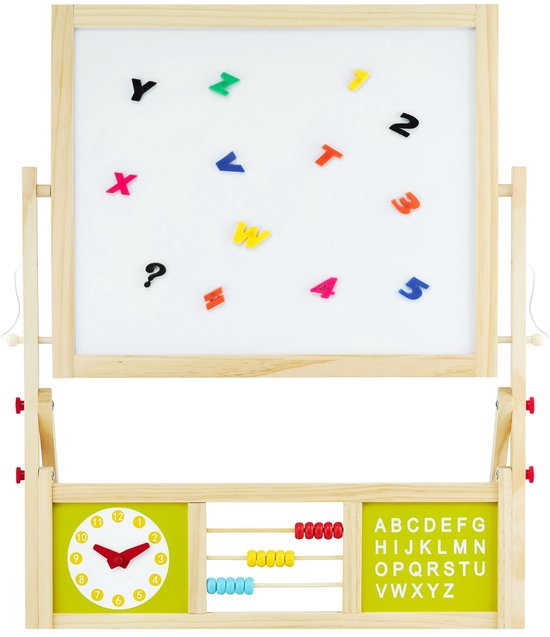 Mamabrum Dubbelzijdig Schoolbord met Whiteboard en Krijtbord - Magnetisch Tekenbord - Inclusief Letters, Cijfers en Telraam