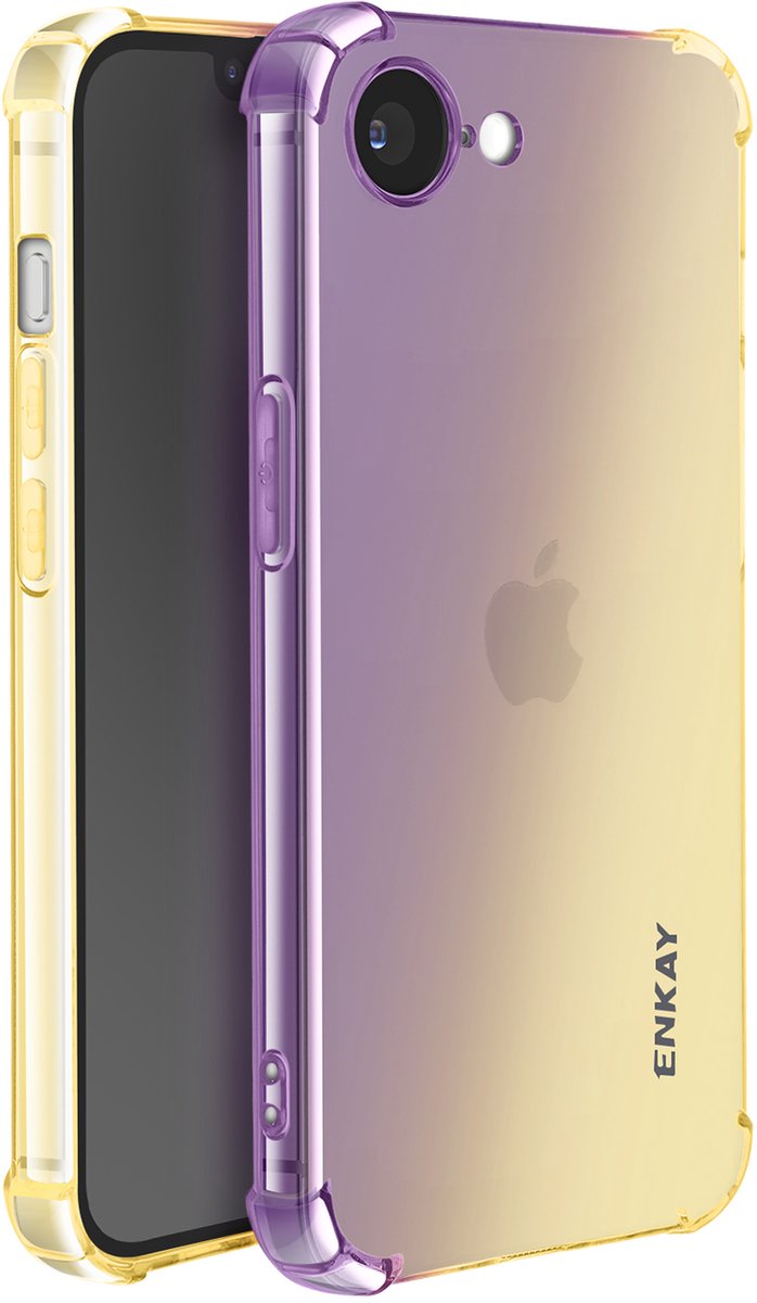 ENKAY, Siliconen hoesje Geschikt voor Apple iPhone 16e met kleurverloop, Goud