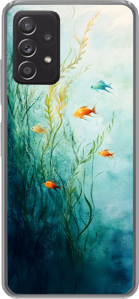 Telefoonhoesje Geschikt voor Samsung Galaxy A53 5G hoesje - Waterplanten - Vissen - Kleurrijk - Water - Siliconen Telefoonhoesje Telefoonhoesje