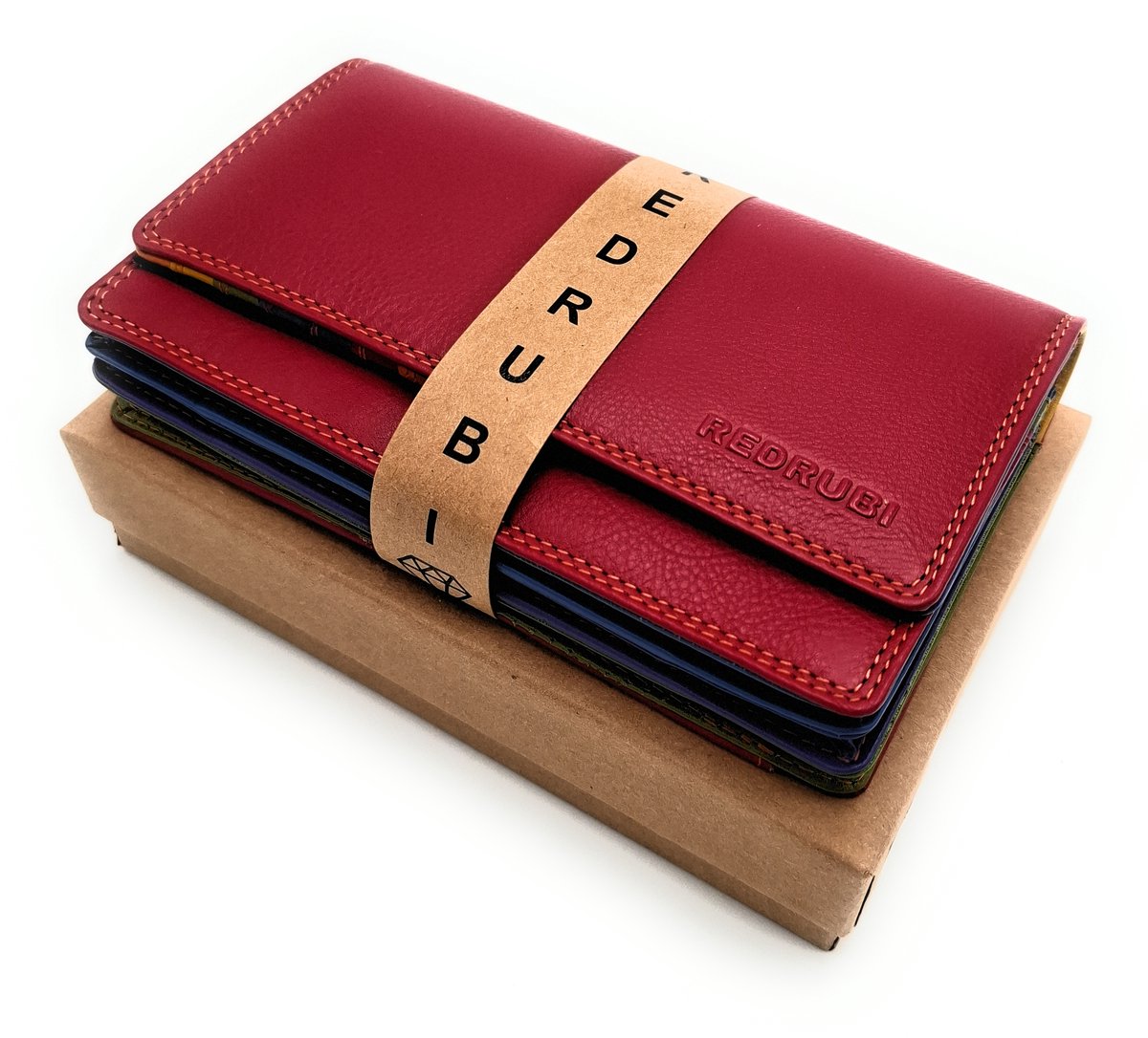 REDRUBI UM/1-424 ROOD (MULTICOLOR) LUXE LEREN DAMES PORTEMONNEE MET RFID