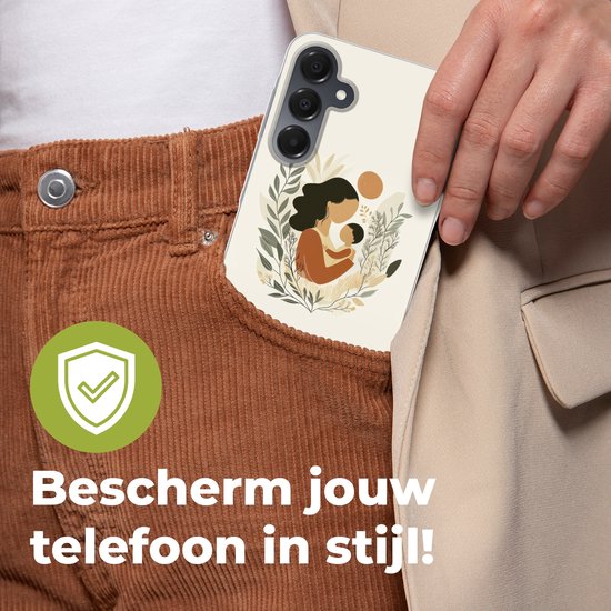 Coque de téléphone compatible avec Samsung Galaxy A16 - Illustration - Mère - Enfant - Amour - Coque en Siliconen