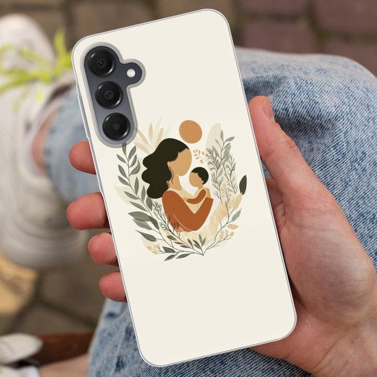 Coque de téléphone compatible avec Samsung Galaxy A16 - Illustration - Mère - Enfant - Amour - Coque en Siliconen