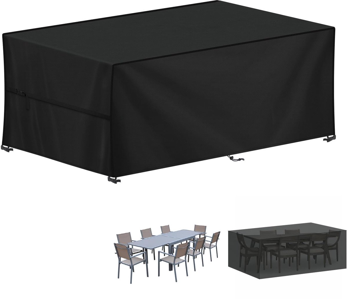 Ibenzoa Tuinmeubel Beschermhoes voor Weerbestendige Bescherming van Loungesets en Tafels - 220 x 90 x 80 cm zwart