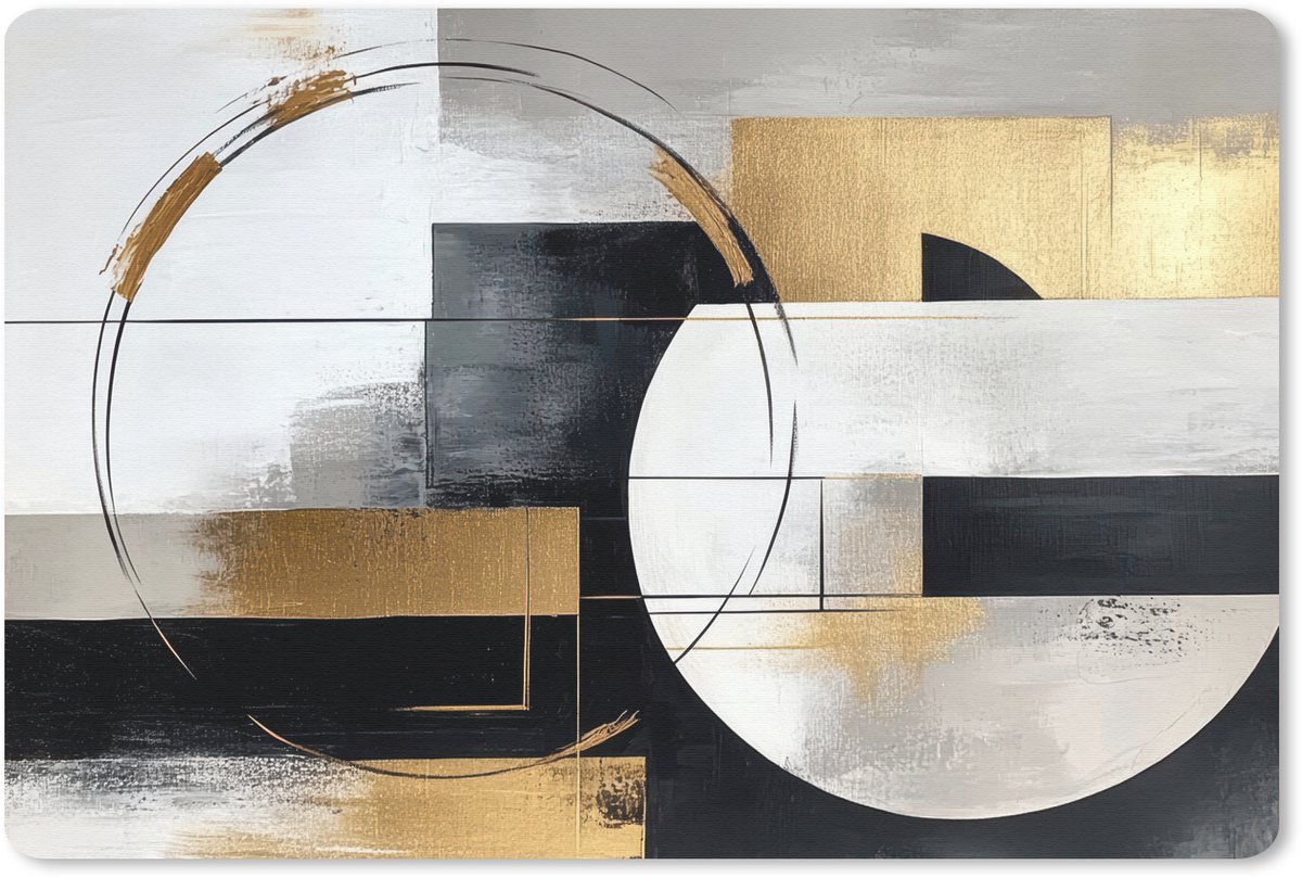 Muismat 27x18 cm - Mousepad Abstract - Goud - Zilver - Vormen - Aesthetic - Muismatten