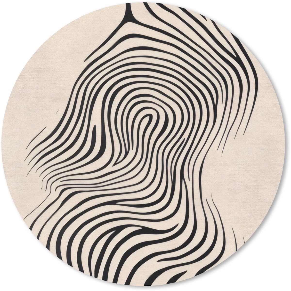 Muismat rond 40x40 cm - Mousepad Lijnen - Abstract - Golvend - Zwart - Ronde muismatten