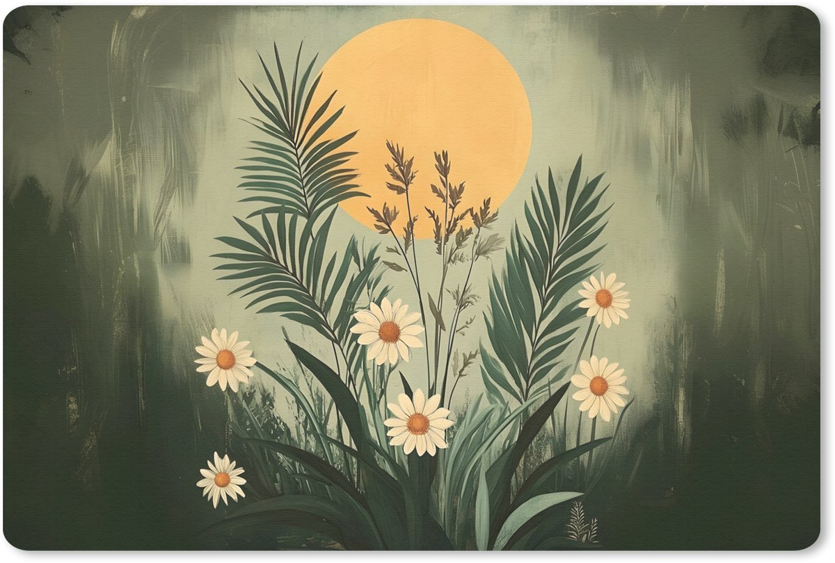 Muismat 27x18 cm - Mousepad Bloemen - Bladeren - Zon - Groen - Muismatten