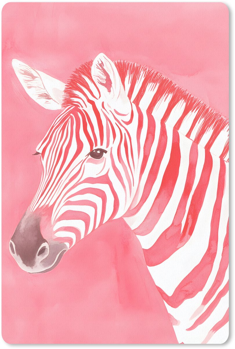 Muismat 18x27 cm - Mousepad Zebra - Pink - Verf - Muismatten