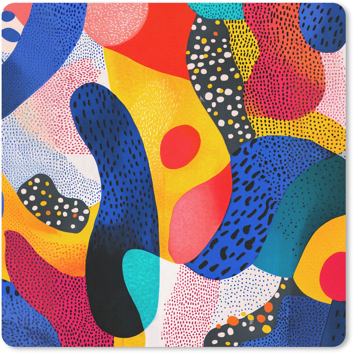 Muismat 20x20 cm - Mousepad Vormen - Abstract - Stippels - Blauw - Muismatten