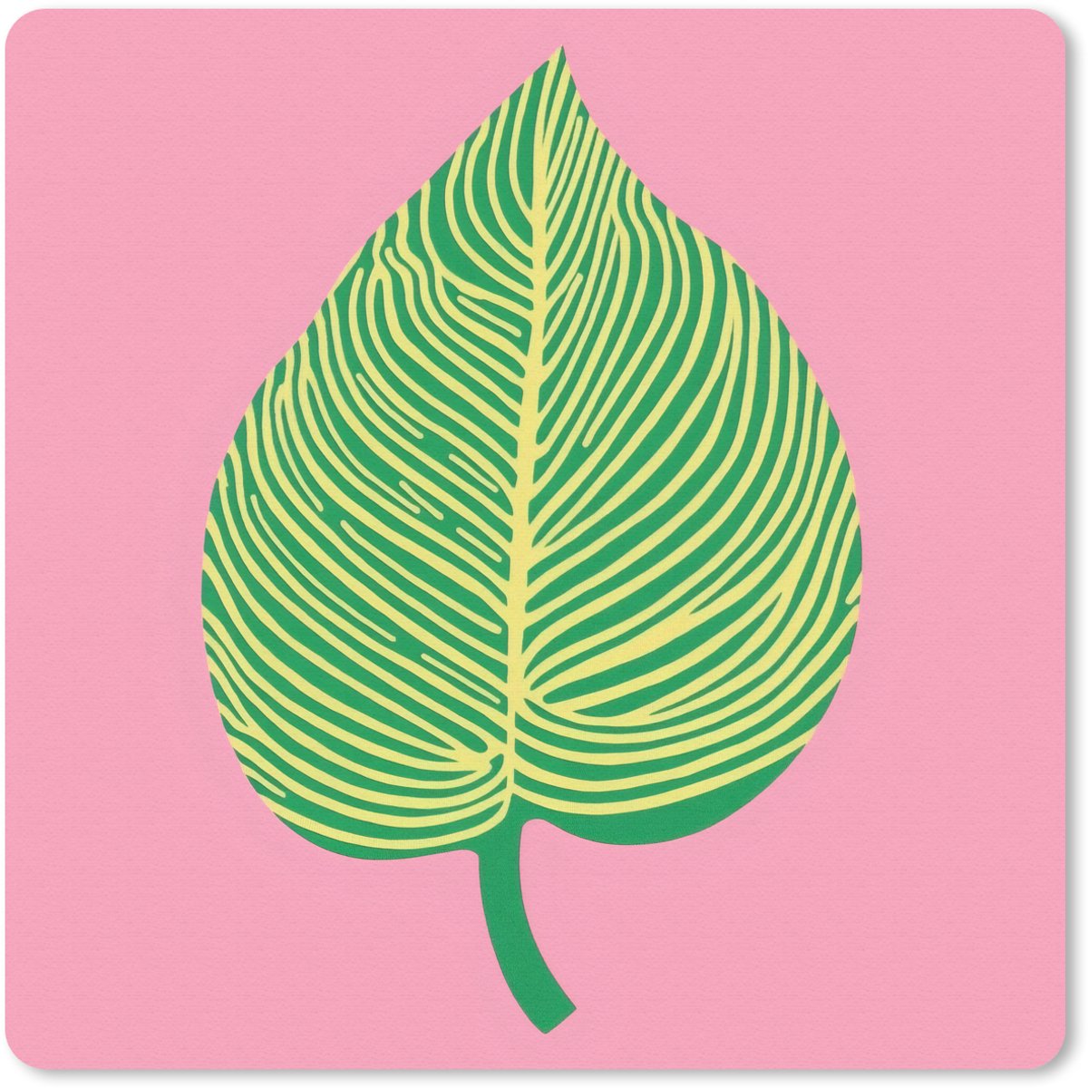 Muismat 20x20 cm - Mousepad Illustratie - Blad - Minimalistisch - Groen - Muismatten
