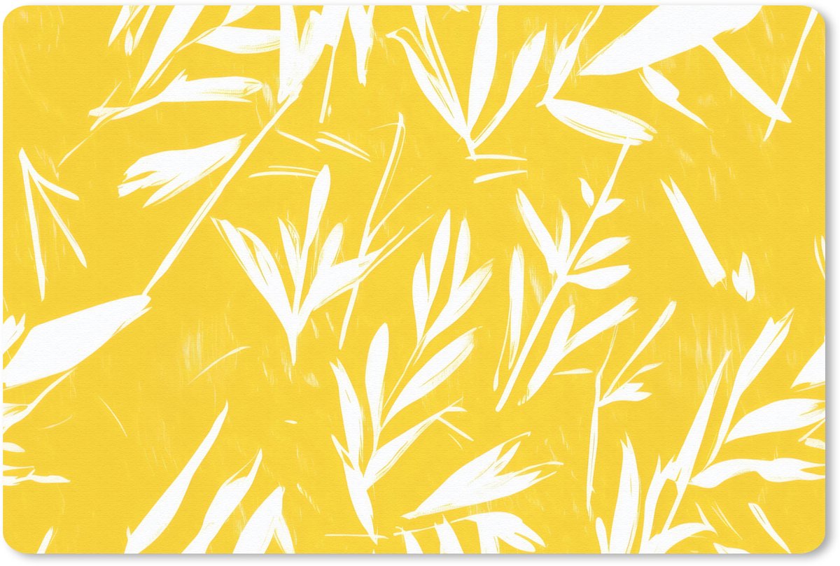 Muismat 27x18 cm - Mousepad Abstract - Bladeren - Geel - Penseelstreken - Muismatten