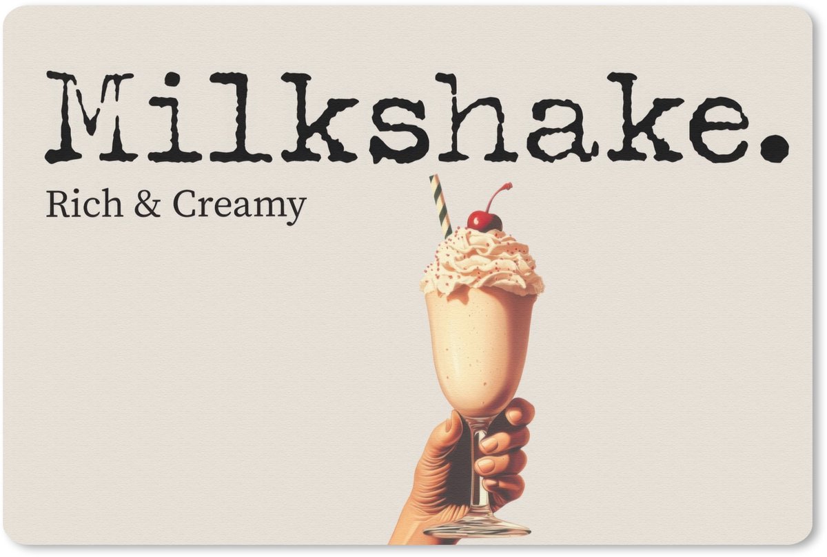 Muismat 27x18 cm - Mousepad Milkshake - Kers - Rietje - Muismatten