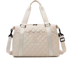 Reistas beige dames - vliegtuigtas - handbagage vliegtuig - sporttas - Weekendtas - Vliegtuigtas - Handbagage vliegtuig - Sporttas - 43x28x18 cm met nat vak, grote capaciteit, waterdichte zwemtas voor reizen, sport, fitness