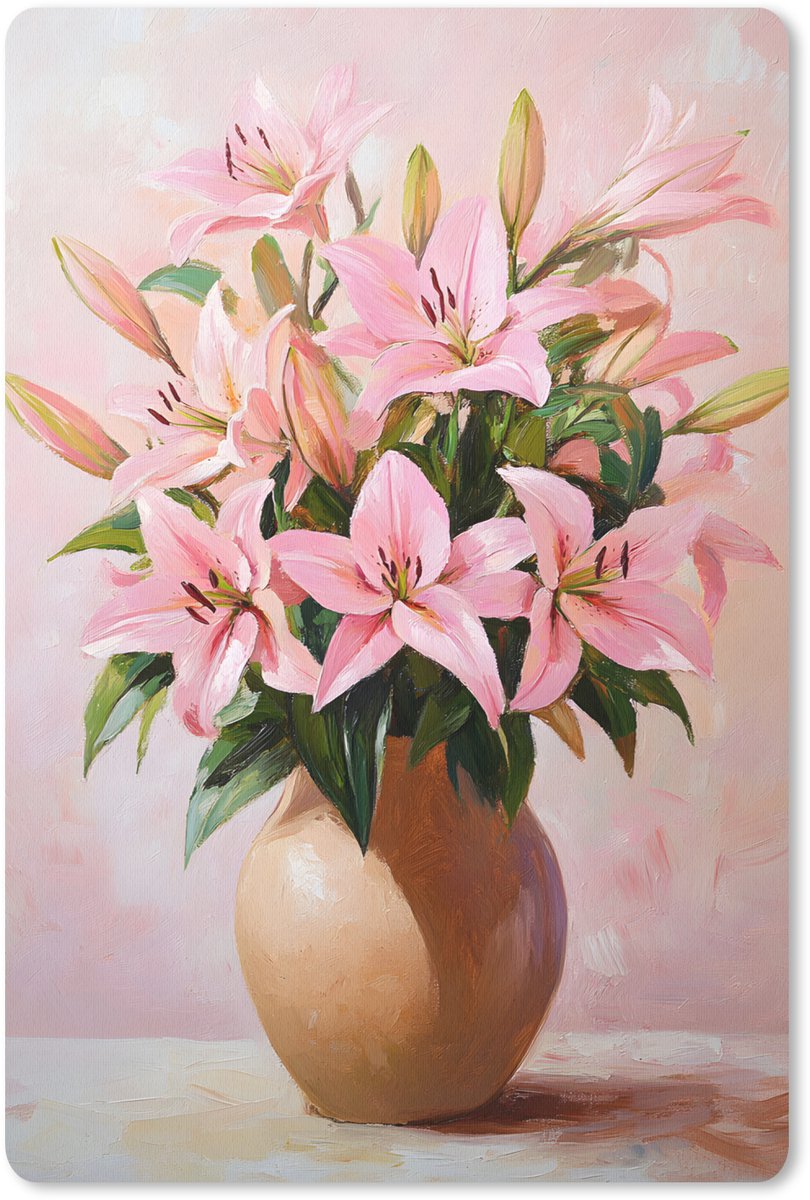 Muismat 18x27 cm - Mousepad Vaas - Bloemen - Roze - Muismatten