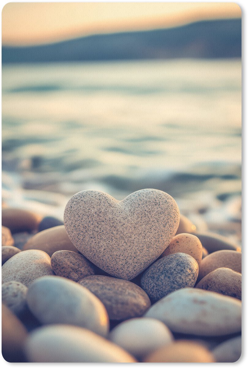 Muismat 18x27 cm - Mousepad Hart - Stenen - Natuur - Keien - Zen - Kiezelstenen - Muismatten