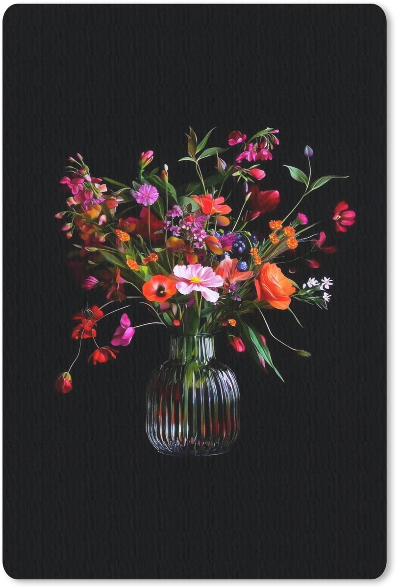 Muismat 18x27 cm - Mousepad Boeket - Veldbloemen - Vaas - Muismatten