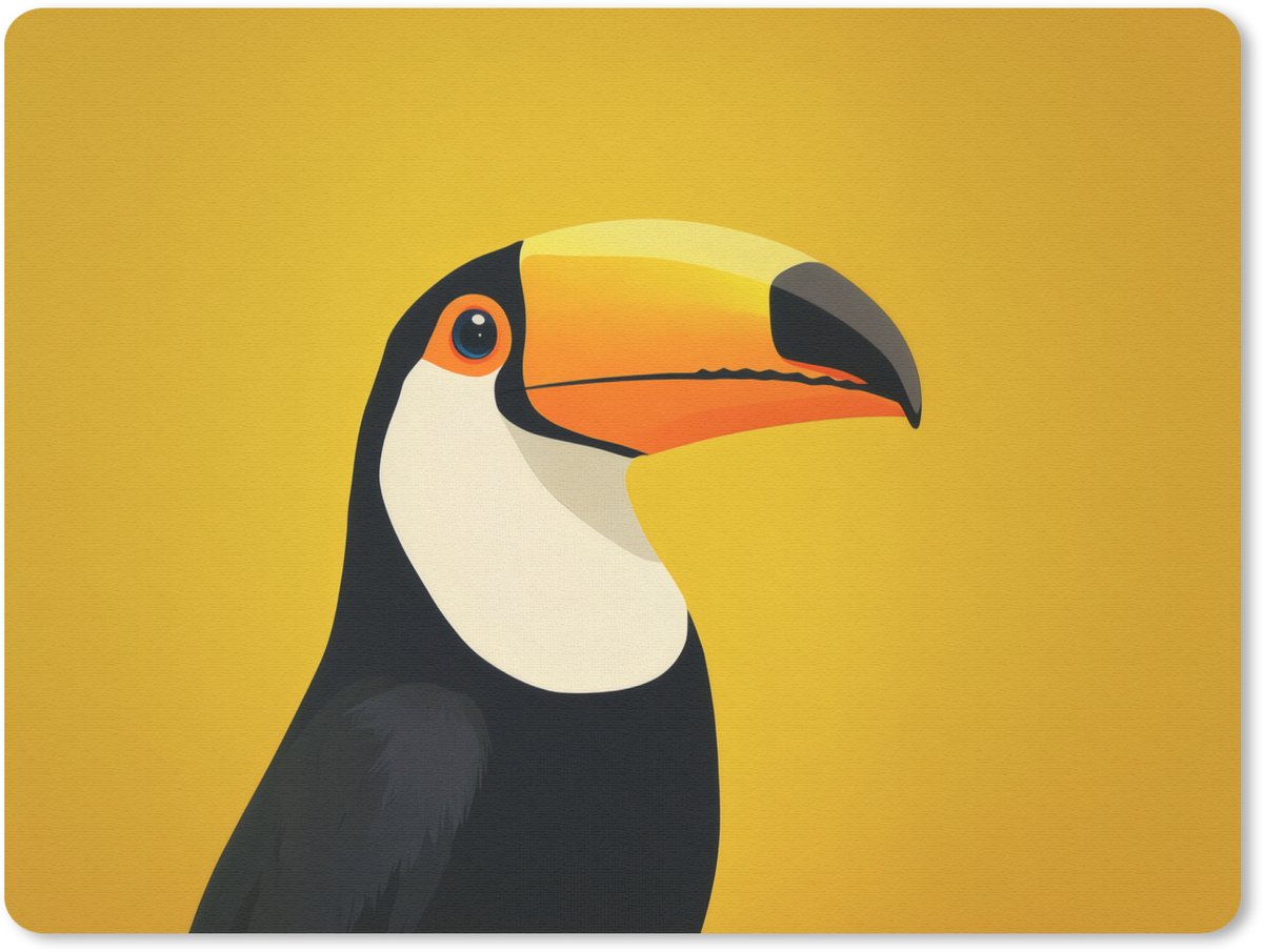Muismat 23x19 cm - Mousepad Toekan - Minimalistisch - Snavel - Oranje - Muismatten