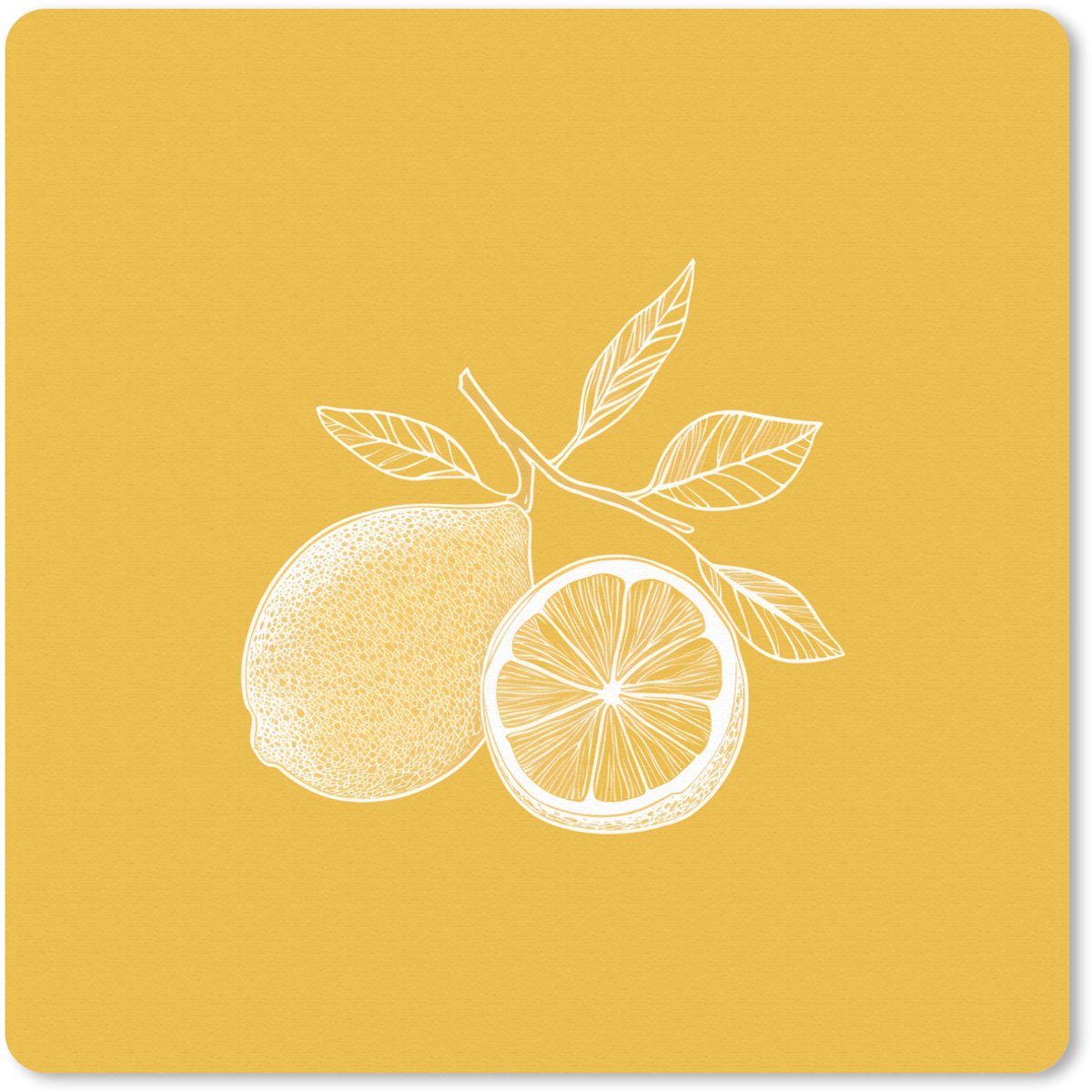 Muismat 30x30 cm - Mousepad Citroenen - Illustratie - Minimalistisch - Geel - Muismatten