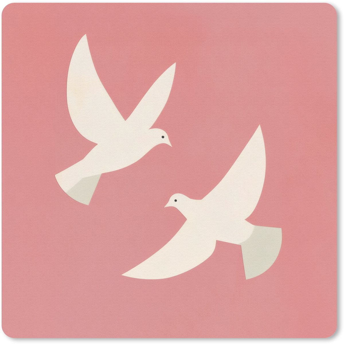 Muismat 20x20 cm - Mousepad Duiven - Wit - Sierlijk - Muismatten