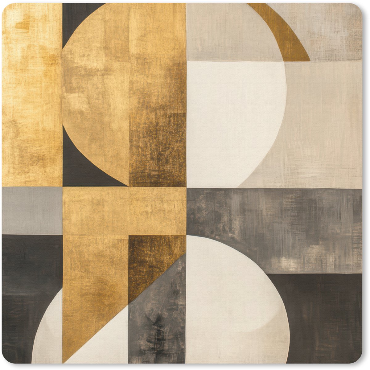 Muismat 30x30 cm - Mousepad Abstract - Goud - Grijs - Vormen - Geometrisch - Muismatten