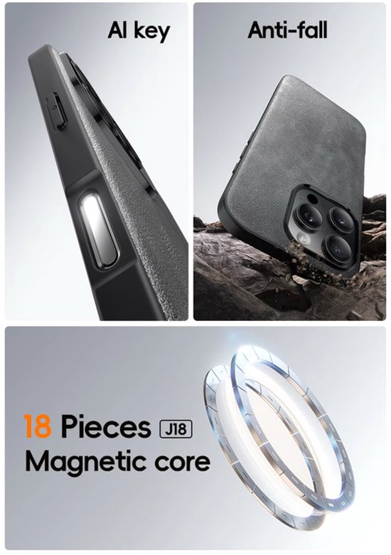 Étui MagSafe en cuir PU iPhone 15 Pro - Coque arrière - Étui iPhone - Étui en cuir iPhone .