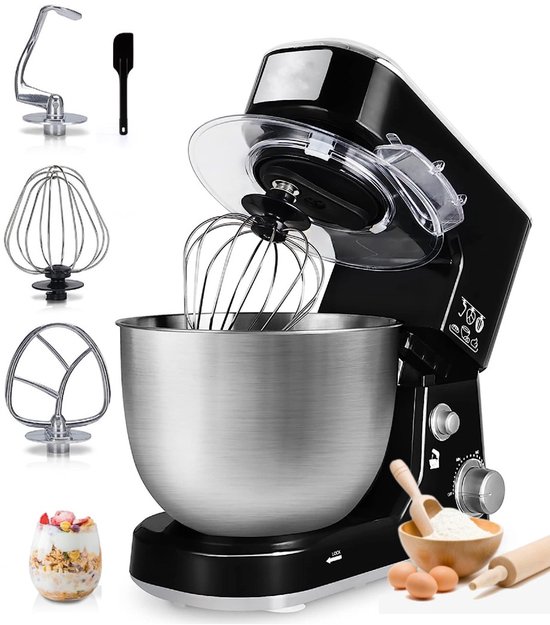 Royalty Line® PKM700 Keukenmachine - Keukenmixer 4 Liter - 1000W Keukenrobot - Foodprocessor Met Accessoires - Zwart