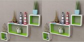 vidaXL Wandplanken kubus 6 st wit en groen