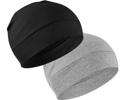 Skullcaps - 2-pack - katoenen skullcaps - lichtgewicht slaapmutsen - ademende helmvoeringen - geschikt voor hardlopen, fietsen, slaapmutsen, chemotherapie hoofddeksels, veiligheidshelmen - unisex - past op hoofden van 56-60 cm